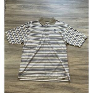 Tehama (Clint) Striped Polo Tierra Del Sol Aruba Golf‎ Shirt XL Tan/Blue/White